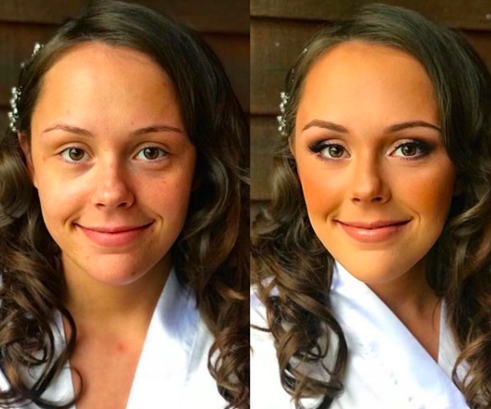 Before & After makeup by Jacqueline Cole