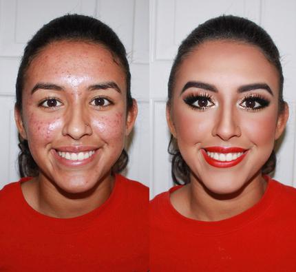 Before & After makeup by Jacqueline Cole